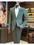 İtalyan stil slim fit kazayağı desen erkek ceket yeşil T12539 1