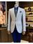 Italyan Stil Slim Fit Kazayağı Desen Erkek Ceket Mavi T12542 1