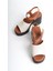 Deri Krem Taba 10 cm Platform Tek Bant Kadın Sandalet TMD202499 5
