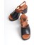 Deri Siyah Taba 10 cm Platform Ortopedik Tekbant Kadın Terlik TMD202499 2