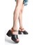 Deri Siyah Taba 10 cm Platform Ortopedik Tekbant Kadın Terlik TMD202499 4