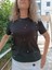 Önü Demir Aksesuar Detaylı Siyah T-Shirt 2