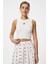 x Tuba Ünsal - Çilek Baskılı Crop Atlet Asimetrik Kesim Slim Fit 4SAK10073UK 2