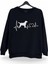 Köpek Dostum Kalp Atışı Baskılı Bisiklet Yaka Oversize Sweatshirt Siyah 1