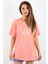 Kadın Just Be Geniş Kesim %100 Pamuk Somon T-Shirt 1