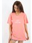 Kadın Just Be Geniş Kesim %100 Pamuk Somon T-Shirt 2