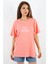 Kadın Just Be Geniş Kesim %100 Pamuk Somon T-Shirt 4