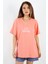 Kadın Just Be Geniş Kesim %100 Pamuk Somon T-Shirt 5