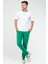 Beyaz - Benetton Yeşili Oversize Bisiklet Yaka Basic Erkek Takım XB0093 1
