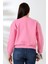 Şardonlu Oversize Bisiklet Yaka Geniş Kalıp Sweatshirt 21614 Pembe 4