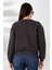 Şardonlu Oversize Bisiklet Yaka Geniş Kalıp Sweatshirt 21614 Füme 4