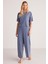 Kadın Kısa Kol Indigo Pijama Takım C7T5N4O9 1