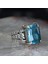 Zincir Serisi 925 Ayar Blue Topaz Taşlı Erkek Gümüş Yüzük 1
