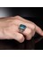Zincir Serisi 925 Ayar Blue Topaz Taşlı Erkek Gümüş Yüzük 2