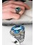 Ksrmoda Blue Topaz Taşlı 925 Ayar Erkek Gümüş Yüzük 1