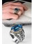 Ksrmoda Blue Topaz Taşlı 925 Ayar Erkek Gümüş Yüzük 1