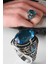 Ksrmoda Blue Topaz Taşlı 925 Ayar Erkek Gümüş Yüzük 1