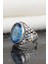 Ksrmoda Blue Topaz Taşlı 925 Ayar Erkek Gümüş Yüzük 2