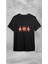 Bisiklet Yaka Baskılı Siyah T-Shirt 1