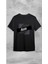 Unisex Bisiklet Yaka Baskılı Siyah T-Shirt 1