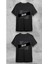 Unisex Bisiklet Yaka Baskılı Siyah T-Shirt 2