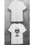 Bisiklet Yaka Sırt Desen Baskılı Beyaz T-Shirt 1
