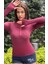 Bordo Fermuarlı Su Geçirmez Fitted Uzun Kollu Bluz T-Shirt 2