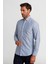 Modern Fit Paşa Yaka Düğmeli Çizgili Lacivert Erkek Gömlek GMCZG1622300205_D39 4