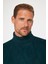 Slim Fit Dar Kesim Tam Balıkçı Yaka Desenli Yeşil Erkek Triko Triko Kazak 3