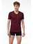 Erkek Bordo 3 Lü Paket Basic V Yaka Ince Modal Yaz Serinliği Tshirt 3M085 3