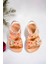 Pembe Çiçek Baskılı Tokalı Kız Çoçuk Sandalet 3
