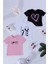 3'lü Love Baskılı Siyah Pembe Beyaz Tshirt 1