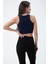 Kadın Kaşkorse Crop Atlet Indigo 4
