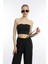 Kadın Allegro Kumaş Askısız Crop Top Siyah 2