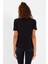 Kadın Modal Kumaş V Yaka Parçalı T-Shirt Siyah 4