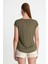 Kadın Tencel Kumaş Bisiklet Yaka T-Shırt Haki 4