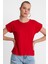 Kadın %50 Pamuk %50 Modal Bisiklet Yaka T-Shırt Kırmızı 1