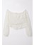 Kız Çocuk Uzun Kollu Dantelli Crop Bluz 9-14 Yaş, Ekru 1