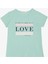 Kız Çocuk Tişört Yazı Baskılı Taşlı 8-14 Yaş, Su Yeşili 1