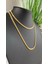 Altın / Gold Renk 80 cm Italyan Ezme Zincir Çelik Kolye 1