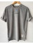 Erkek Gri Bisiklet Yaka Nakışlı Oversize T-Shirt 1