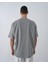 Erkek Gri Bisiklet Yaka Nakışlı Oversize T-Shirt 5