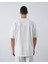 Erkek Beyaz Bisiklet Yaka Nakışlı Oversize T-Shirt 5