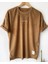 Erkek Kahverengi Bisiklet Yaka Nakışlı Oversize T-Shirt 1