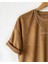 Erkek Kahverengi Bisiklet Yaka Nakışlı Oversize T-Shirt 2