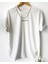 Erkek Beyaz Bisiklet Yaka Nakışlı Oversize T-Shirt 1