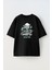 Unisex Escape Kurukafa Tasarım Baskılı Pamuk Sıyah Oversize T-Shirt 1