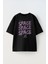 Unisex Space Ayıcık Tasarım Baskılı Pamuk Sıyah Oversize T-Shirt 1