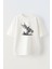 Unisex Kanatlı Motorcu Tasarım Baskılı Pamuk Beyaz Oversize T-Shirt 1