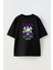 Unisex Jokerler Mor ve Yesil Tasarım Baskılı Pamuk Sıyah Oversize T-Shirt 1